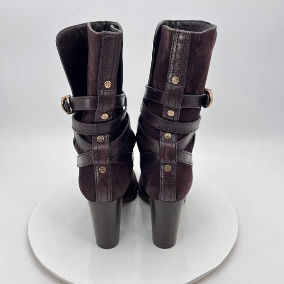 Tory Burch Jamie Women Size 5M Brown Suede Nubuck Crisscross Buckle Pump Boot - Picture 5 of 13